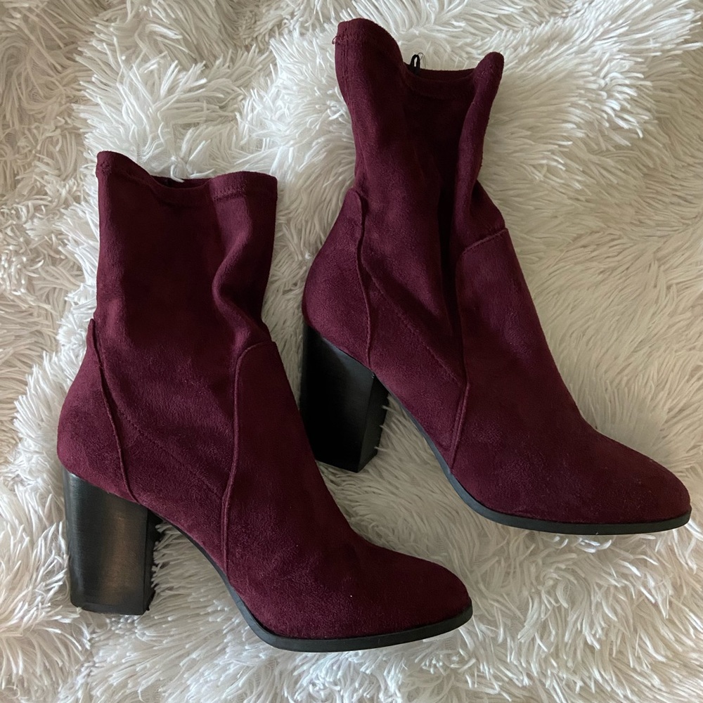 Maroon suede booties! Size 9
